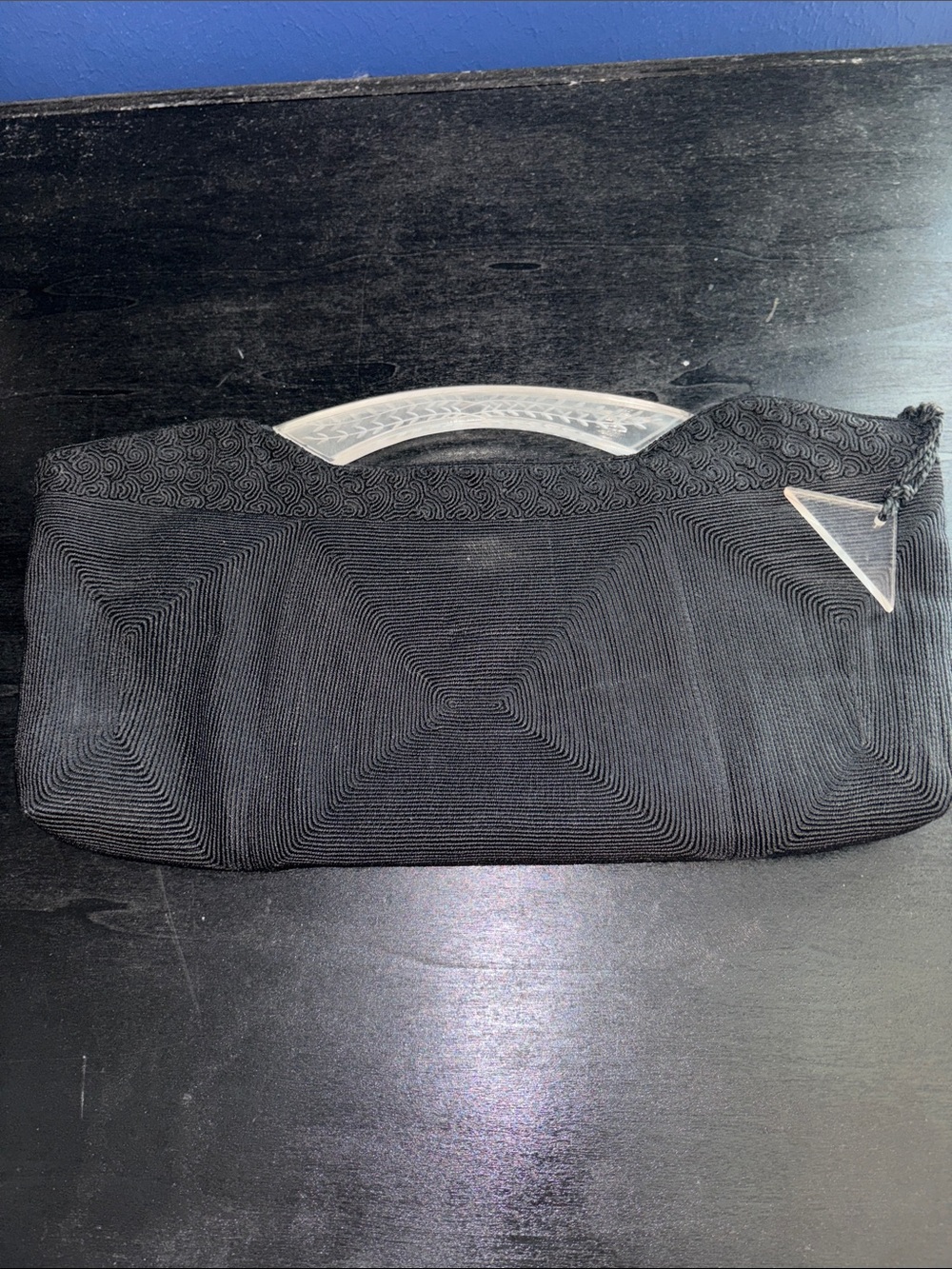 Vintage 1930s–40s Black Soutache Evening Clutch w/ Lucite Handles – Rare